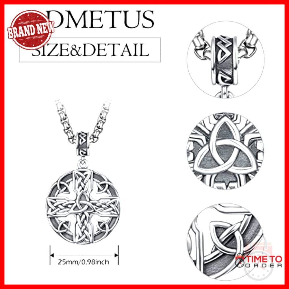 Sterling Silver Celtic Cross Pendant Necklace with 24 Inch Chain - Picture 2 of 7